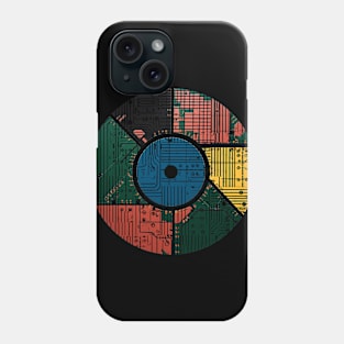 Spinning Record - geometric Abstract - mixed media collage art Phone Case