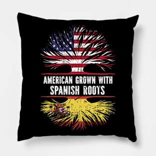 American Grown with Spanish Roots USA Flag Pillow