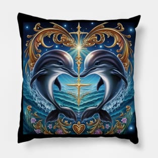 Dolphin Hearts Of Love 12 Pillow