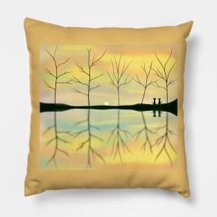 Sunrise over a lake Pillow