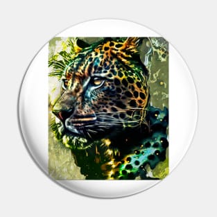 Majestic Digital Jaguar Cat Painting - Unleash Your Inner Wildness Pin