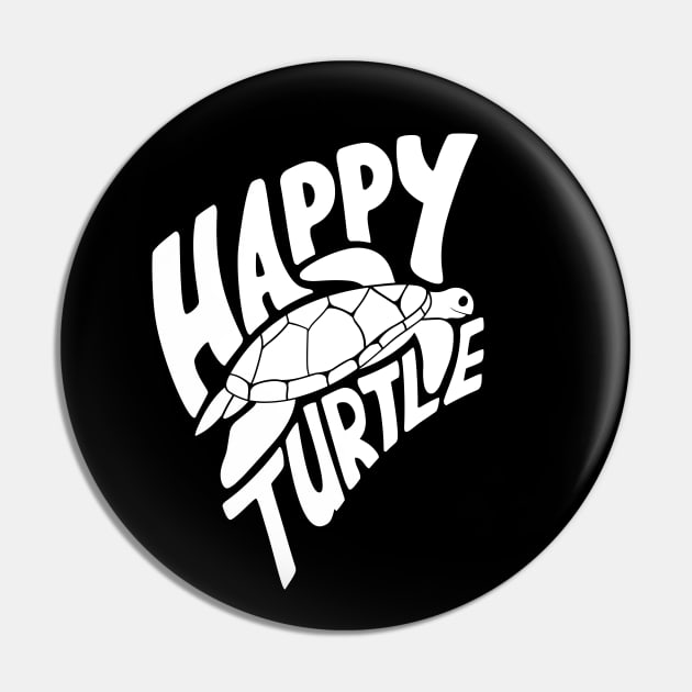 Happy Turtle - white Pin by Dootz Studio