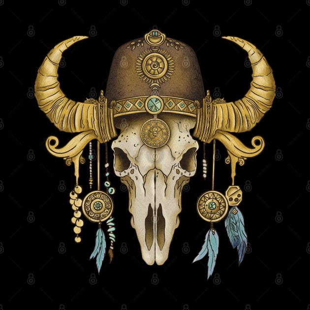 Buffalo skull wild west by Ange art