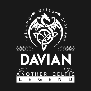 Davian Name T Shirt - Another Celtic Legend Davian Dragon Gift Item T-Shirt