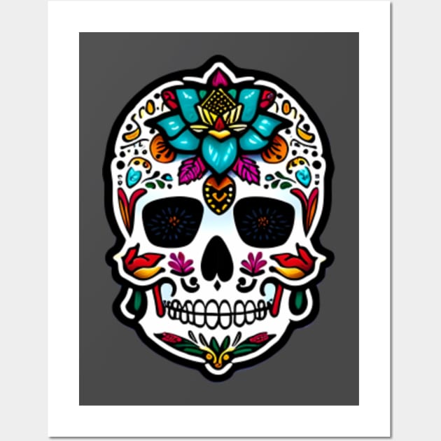 Buy Sugar Skull Black and White Art Print Mexican Skull Day of the