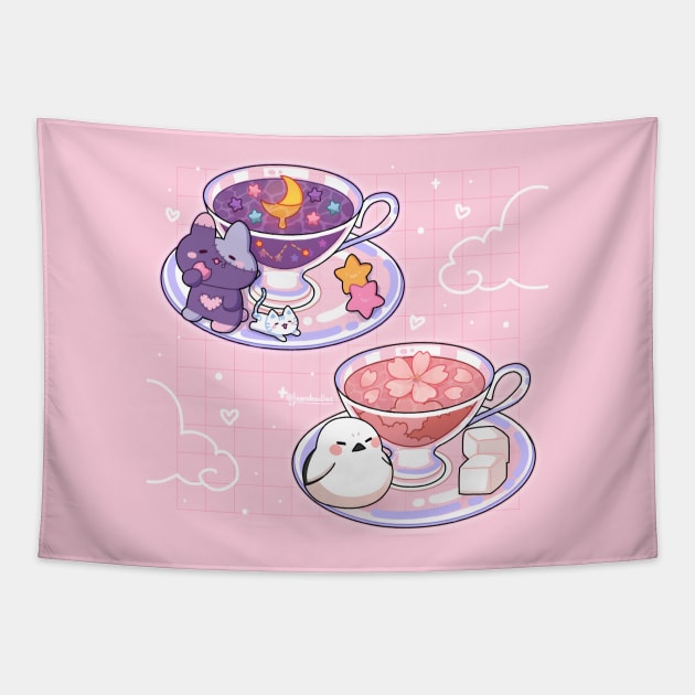 Patchi & Biru Teacup Tapestry by Leenh