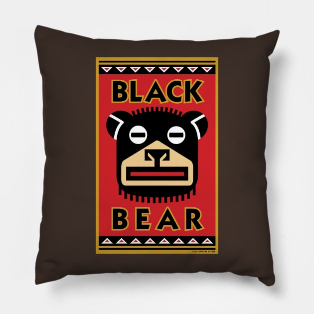 Big Black Bear Crest Pillow by Mindscaping