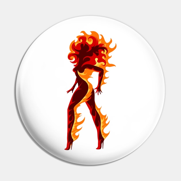 Fiery Girl Illustration Pin by devaleta