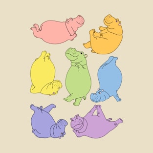 Hippo Workout - pastel rainbow T-Shirt