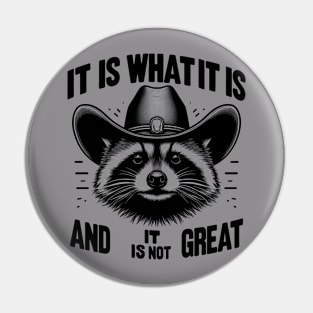 It Is What It Is And It Is Not Great Funny Raccoon sarcastic Pin