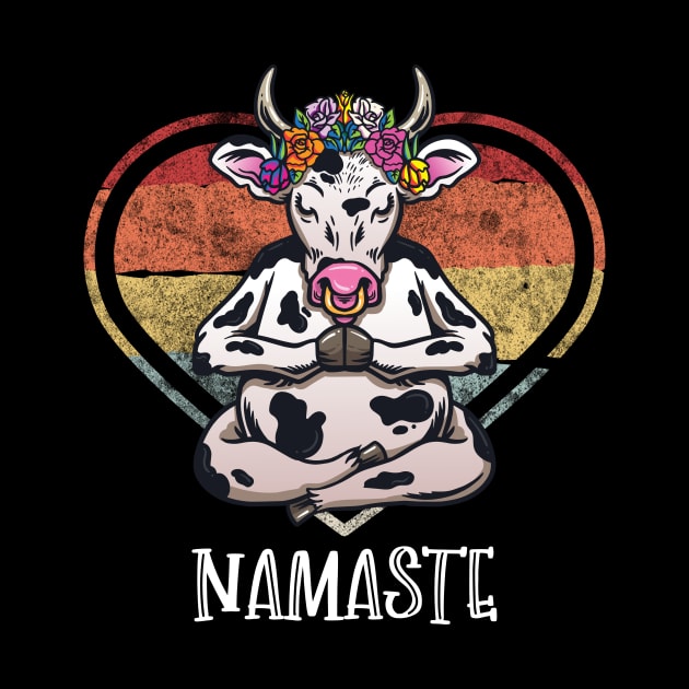 Namaste Yoga Meditation Cow by teweshirt