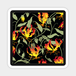 Gloriosa - red-orange on black Magnet