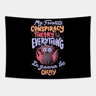 Conspiracy Theory - Cute Funny Quote Evil Cat Gift Tapestry