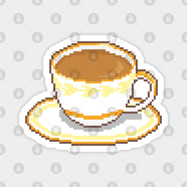 Chai Tea Cup with Saucer Pixel Art (with outline) Magnet by toffany's