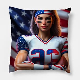 American Woman NFL Football Player #25 Pillow