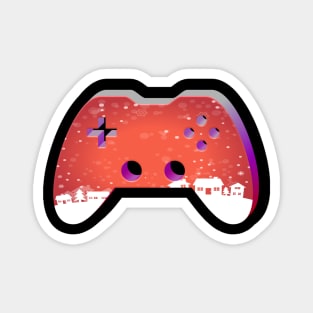 Christmas Holiday Town - Gaming Gamer Abstract - Gamepad Controller - Video Game Lover - Graphic Background Magnet