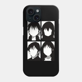 Erased anime | All main character in black and white pop art minimalist design | Satoru fujinuma x Kayo hinazuki x Airi katagiri x Gaku yashiro Phone Case