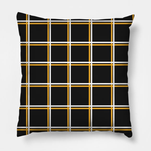 Black with Mustard Yellow Square Grid Pillow by OneThreeSix