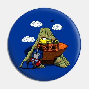 Cute Heroic Robots 80's Retro Cartoon Pin