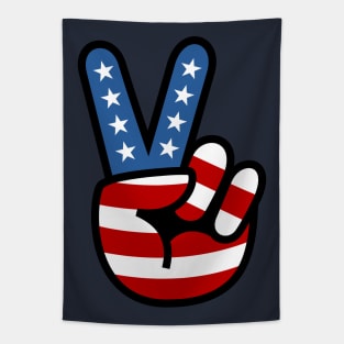 Peace Love Hand USA Flag Solid Tapestry