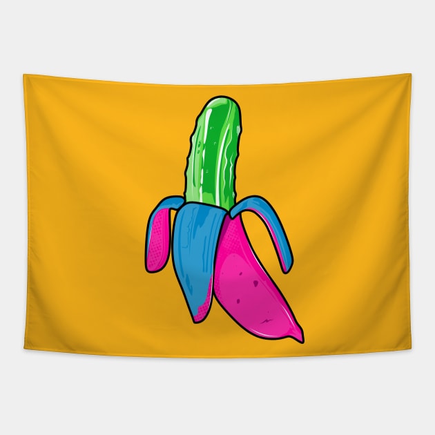 Popart Banana Pickle Tapestry by FreckleFaceDoodles