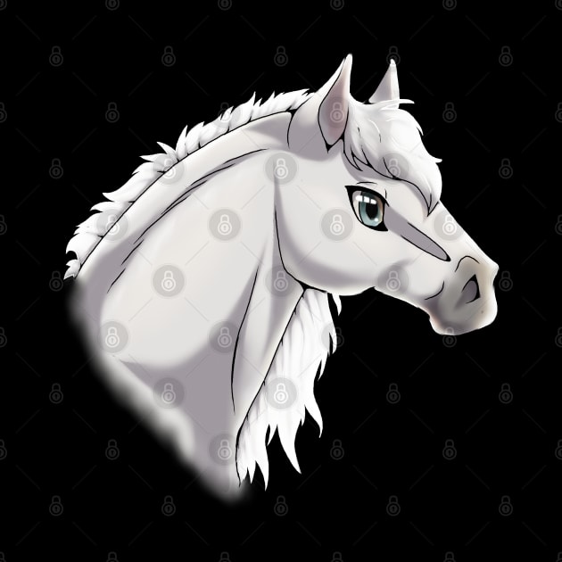 Grey Horse Headshot by Bamsdrawz