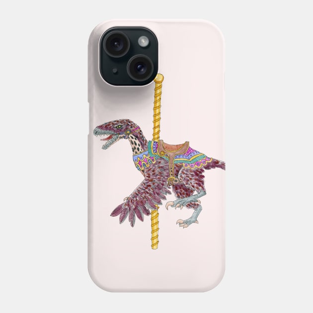 Carousel Dinosaur Feathered Raptor Phone Case by paintedpansy