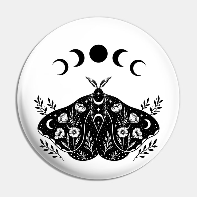 Luna and Moth Pin by Episodic Drawing