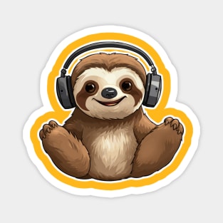 Cute Sloth Wearing Headphones Magnet