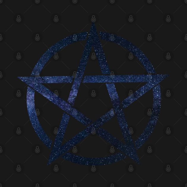 Blue Galaxy Pentagram - Witch Symbol Pentacle - Black by MysticMagpie