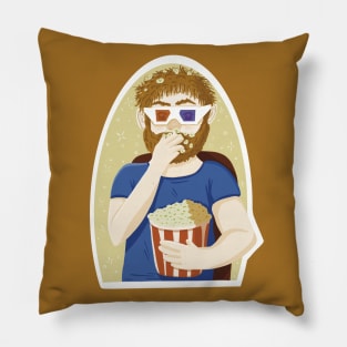 Movie man eating popcorn Pillow