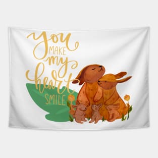 Cute Little Rabbit Family Design Tapestry