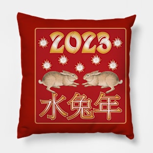 Year Of The Water Rabbit Chinese New Year Good Luck Pillow