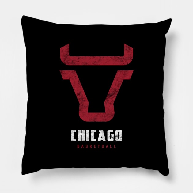 Modern Chicago Bulls Basketball Fan Alternate Logo Pillow by BooTeeQue