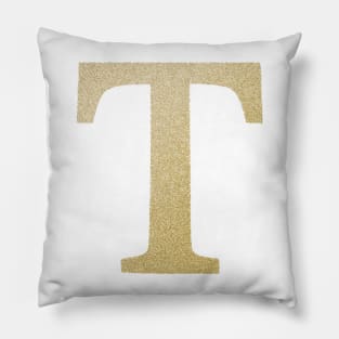 The Letter T Gold Metallic Design Pillow