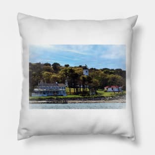 New England Lighthouse in Watercolor Pillow