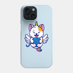 Cute Cat Unicorn Playing Yarn Ball Cartoon Phone Case