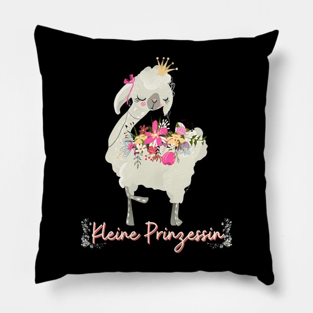 Alpaka Kleine Prinzessin Blumen Süß.png Pillow by Maggini Art