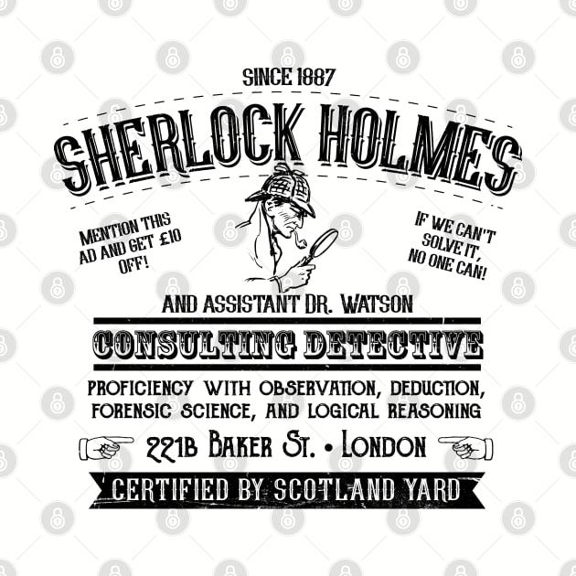 Sherlock Holmes Newspaper Ad Faded by Alema Art