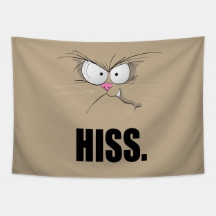 hiss, funny t-shirt cat design Tapestry