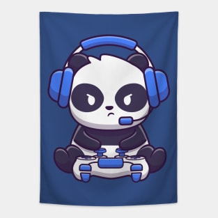 Cute panda gaming Tapestry