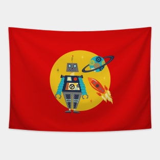 Retro Robots Tapestry