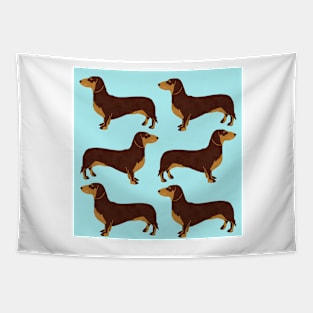 Sausage dogs (daschund) blue Tapestry