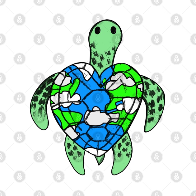 Turtle Planet Earth Heart Earth Day Mothers Day by doodlerob