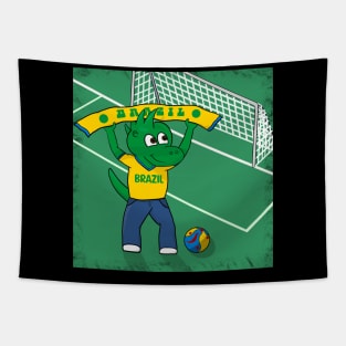 Dino Brazil Football Fan Tapestry