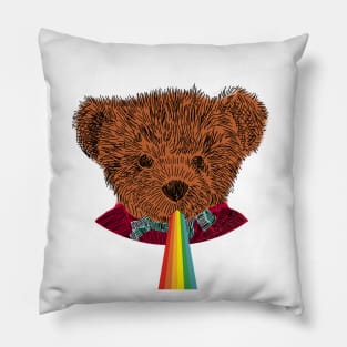 Animals with Rainbow Puke Teddy Bear Portrait Pillow