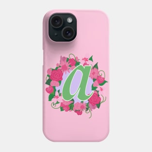 Monogram A, Personalized Floral Initial Phone Case