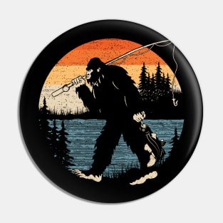 Bigfoot Fishing Sunset Pin