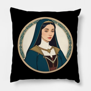 Young Medieval Woman with Head Covering Pillow