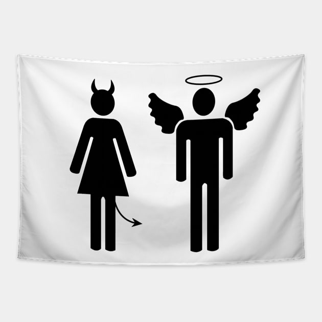 Angel and demon couple Tapestry by Créa'RiBo